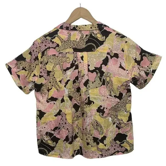 Anthropologie Maeve Printed Buttondown Surf Shirt Novelty Women XS NWOT Ink Dots - Picture 12 of 16
